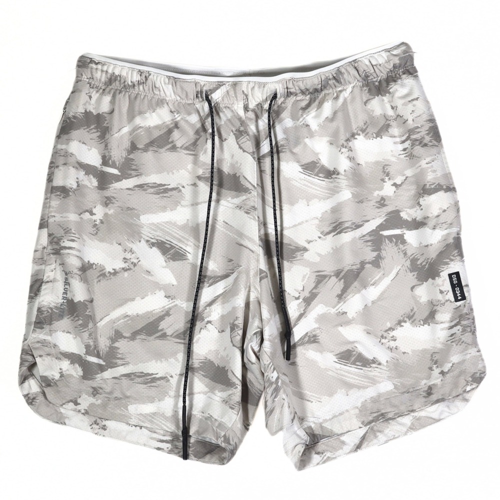 ASRV Silver-Lite Training Shorts Mens Small‎ Grey Camo Athletic Gym Workout